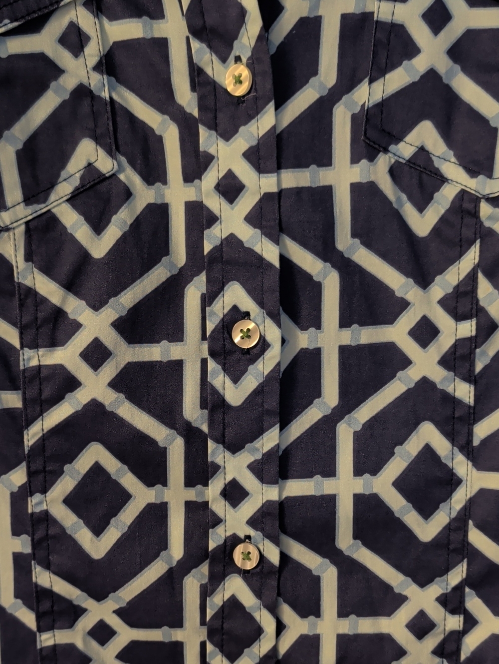 Dizzy Lizzie Navy Geometric Button-Front Shirt Dress - Picture 6 of 11